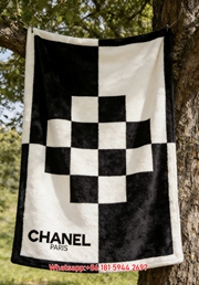 Chanel Paris Pixel Checkerboard Flannel Throw Blanket IMG_6869